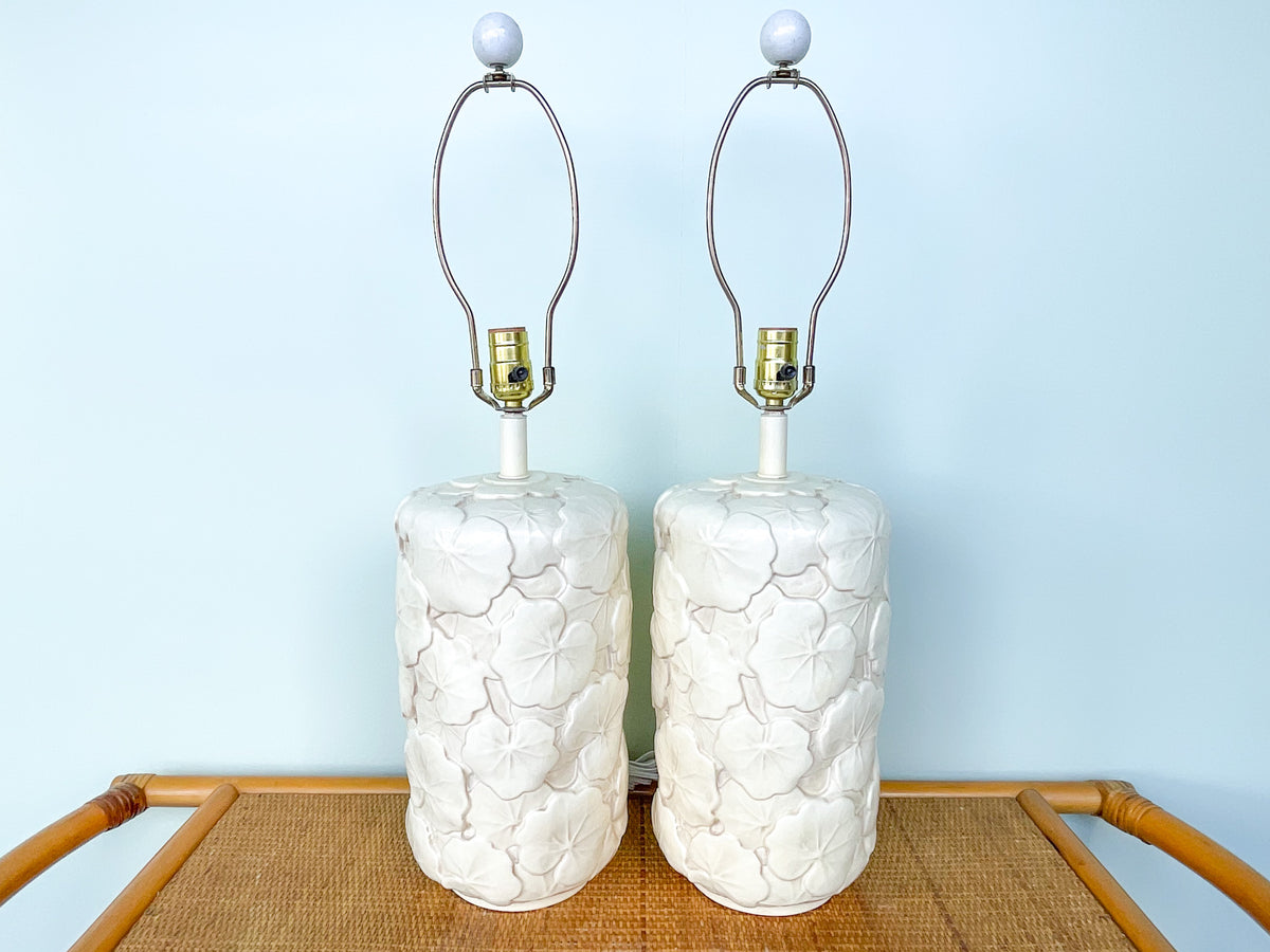 Pair of Plaster Seagrape Lamps