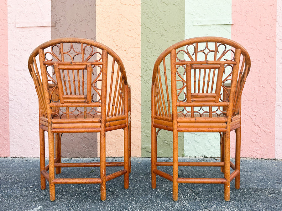 Pair of Tortoiseshell Rattan Brighton Style Chairs