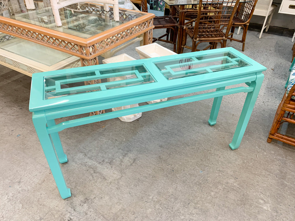 Asian Inspired Fretwork Console Table