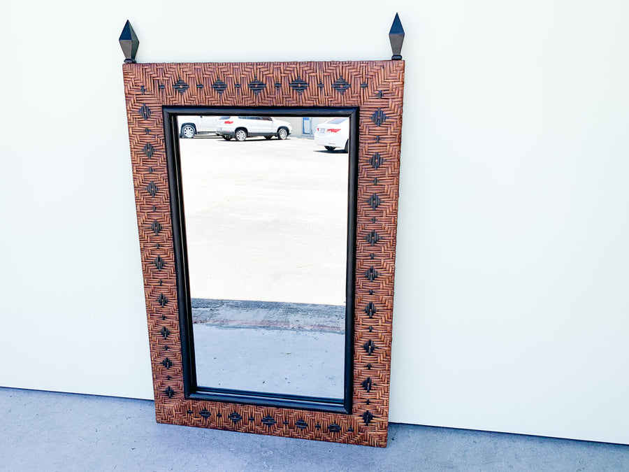 Island Chic Rattan Wrapped Mirror