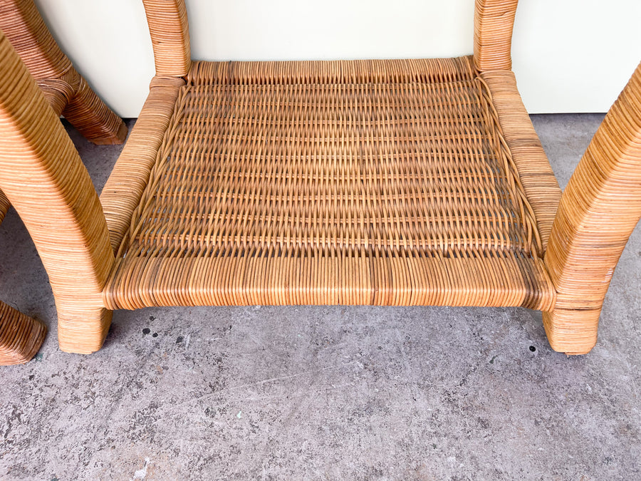 Pair of Island Chic Rattan Side Tables