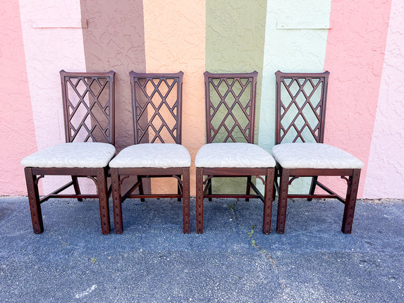 Set of Four Fretwork Dining Chairs