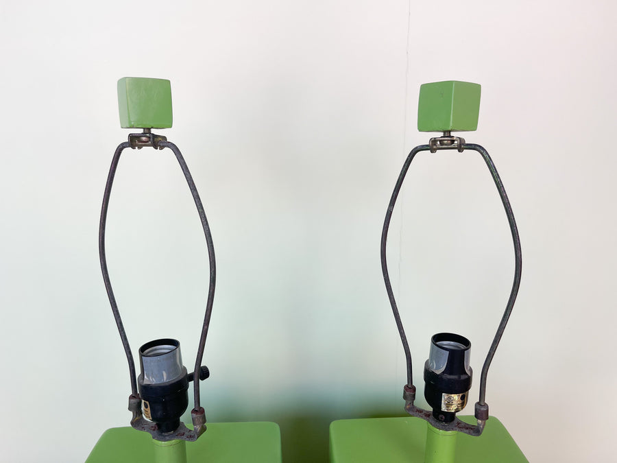 Pair of Lime Cube Lamps