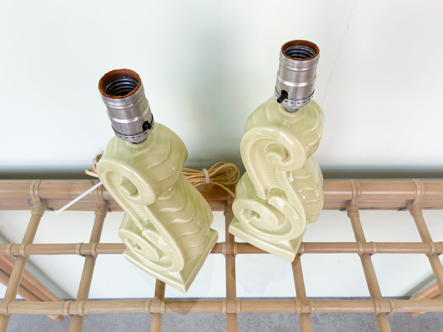 Pair of Petite Key Lime Art Deco Lamps