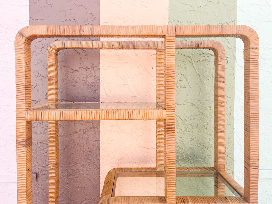 Coastal Chic Rattan Wrapped Etagere