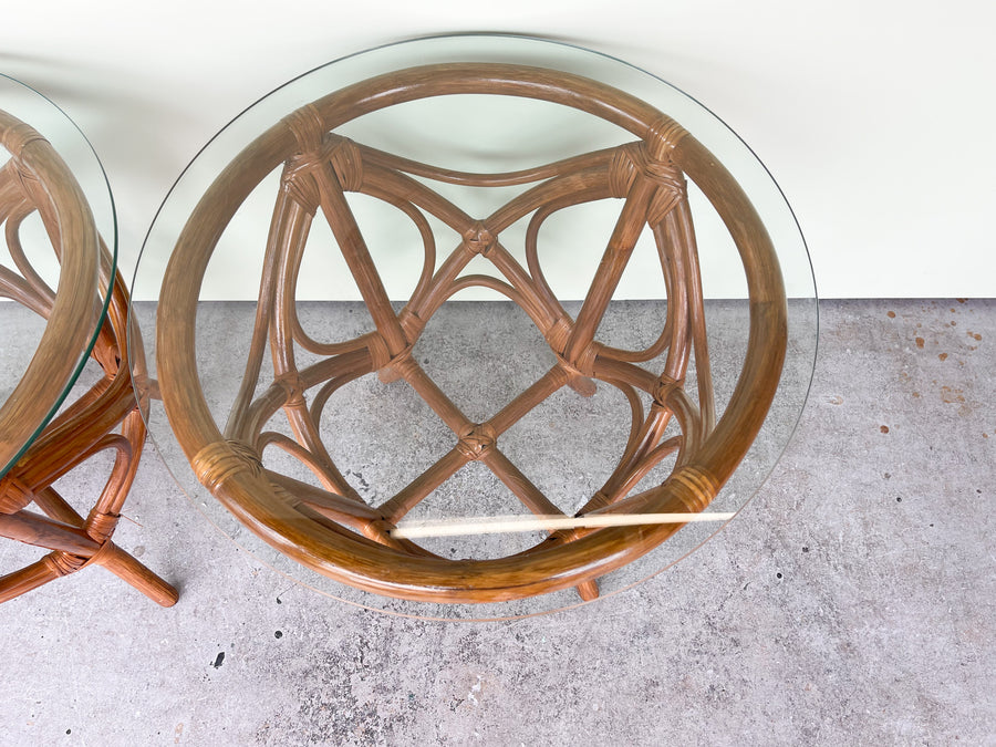 Pair of Island Style Rattan Side Tables