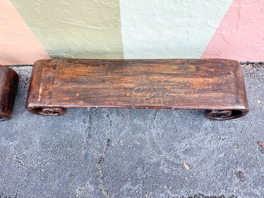 Pair of Wood Scroll Tables