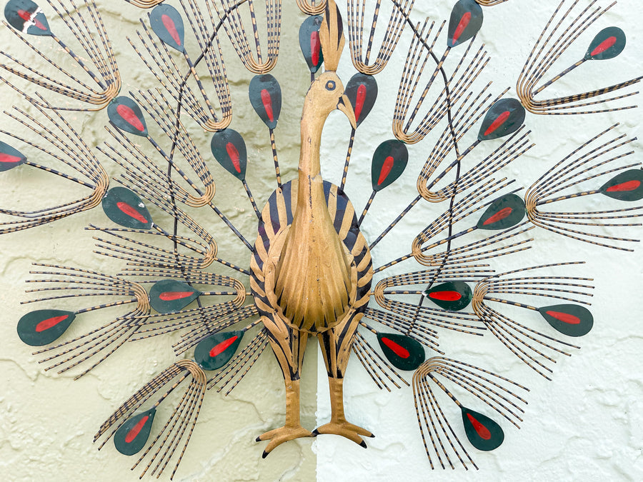 Pair of Chic Metal Peacocks
