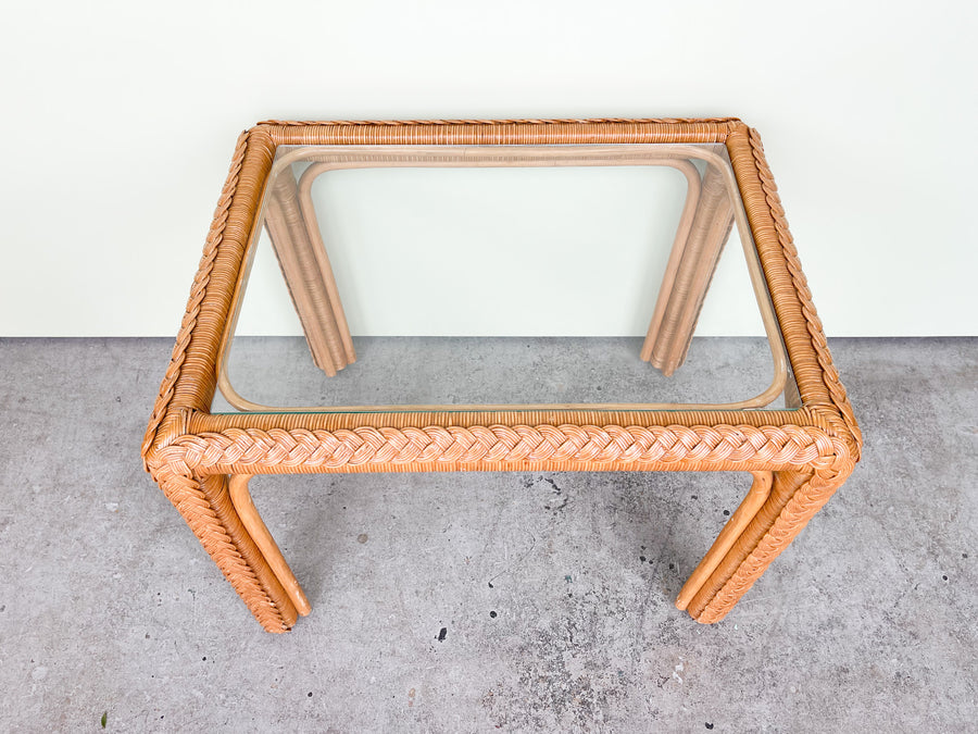 Braided Rattan Side Table