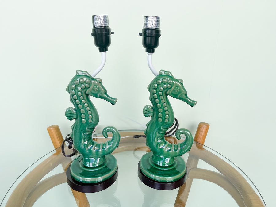 Pair of Adorable Seahorse Lamps