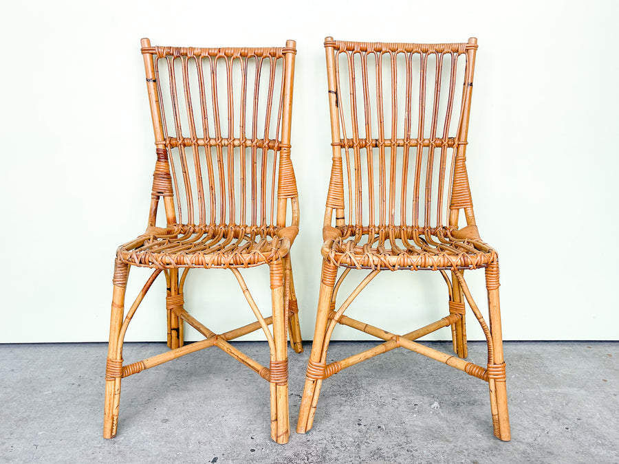 Pair of Cute Rattan Side Chairs