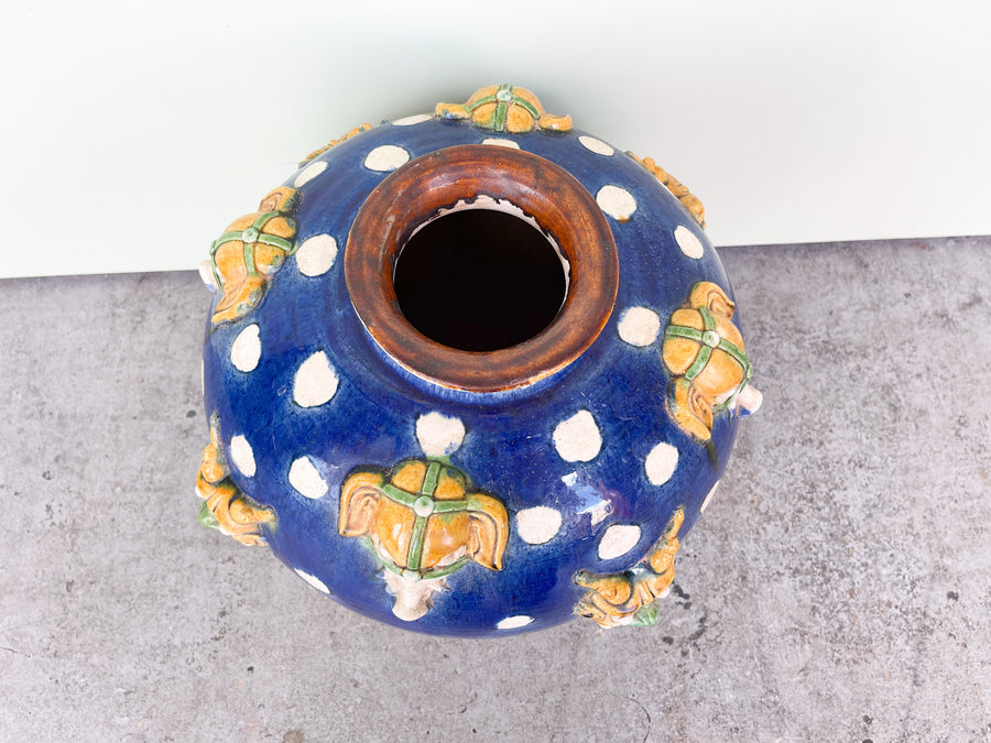 Large Polka Dot Earthenware Vase