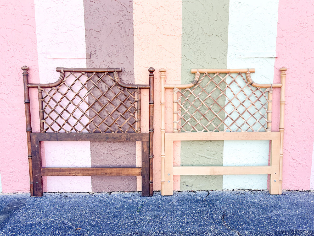 Pair of Ficks Reed Rattan Pagoda Twin Headboards