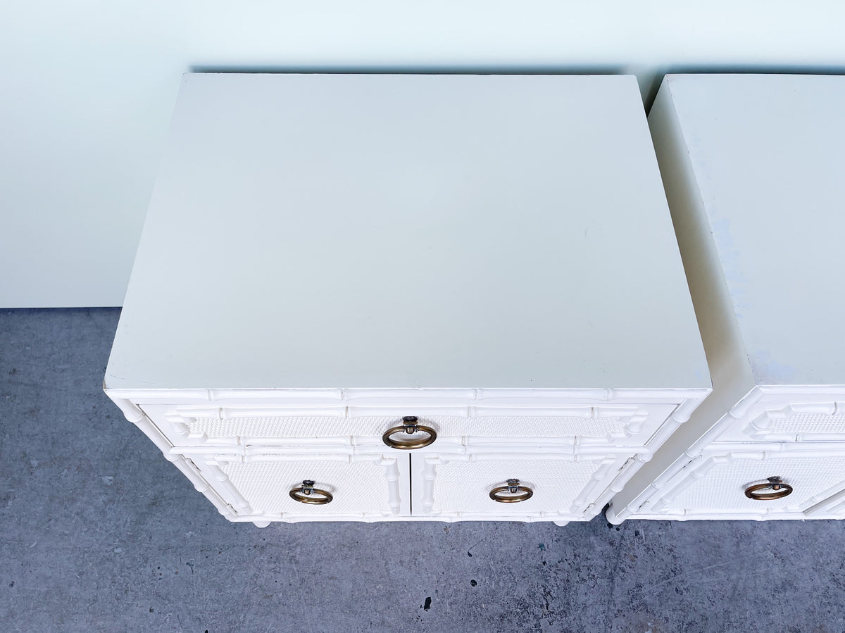 Pair of Faux Bamboo Omega Nightstands