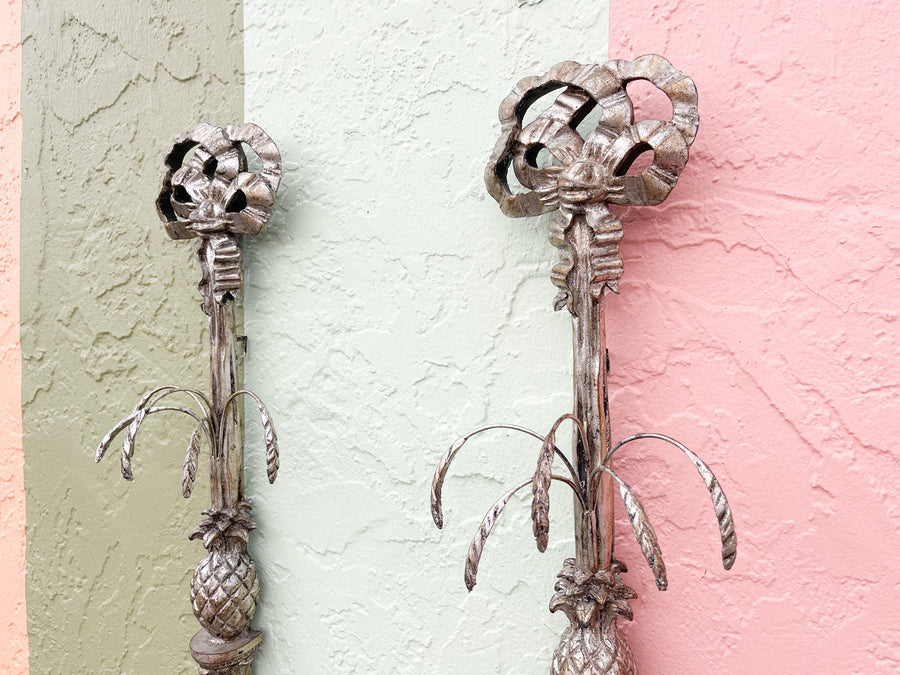 Pair of Pineapple and Bow Wall Sconces