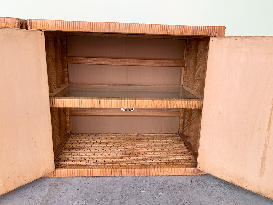 Pair of Oversized Rattan Chests