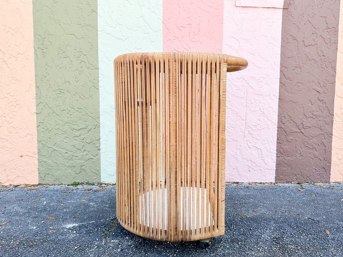 Coastal Stick Wicker Rattan Bar Cart
