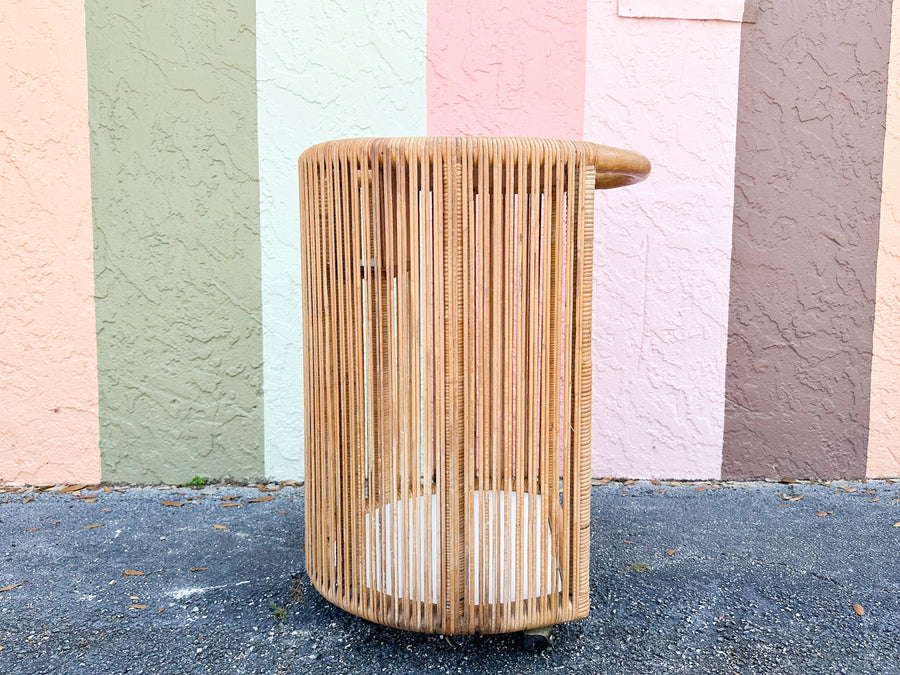 Coastal Stick Wicker Rattan Bar Cart