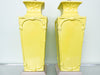 Pair of Happy Yellow Faux Bamboo Lamps