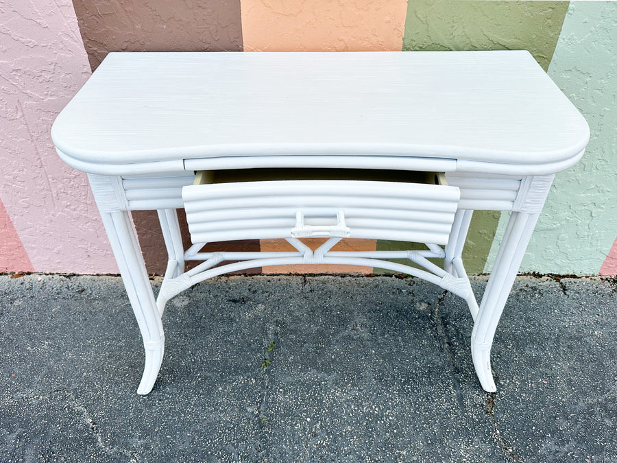 Palm Beach Chic Painted Rattan Desk
