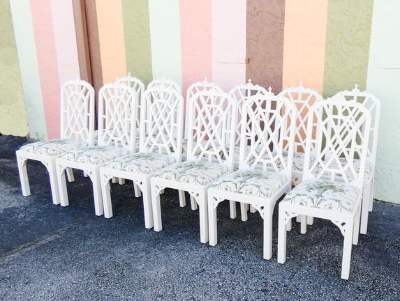 Set of Twelve Fretwork Pagoda Dining Chairs