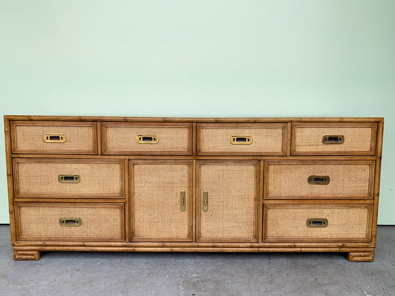 Faux Bamboo and Seagrass Dresser