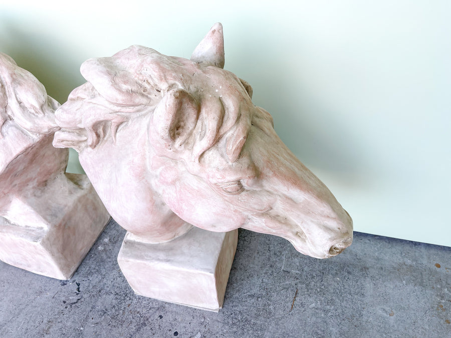 Pair of Large Horse Bust Sculptures