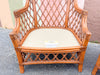 Pair of Rattan Wingback Chairs and Ottoman