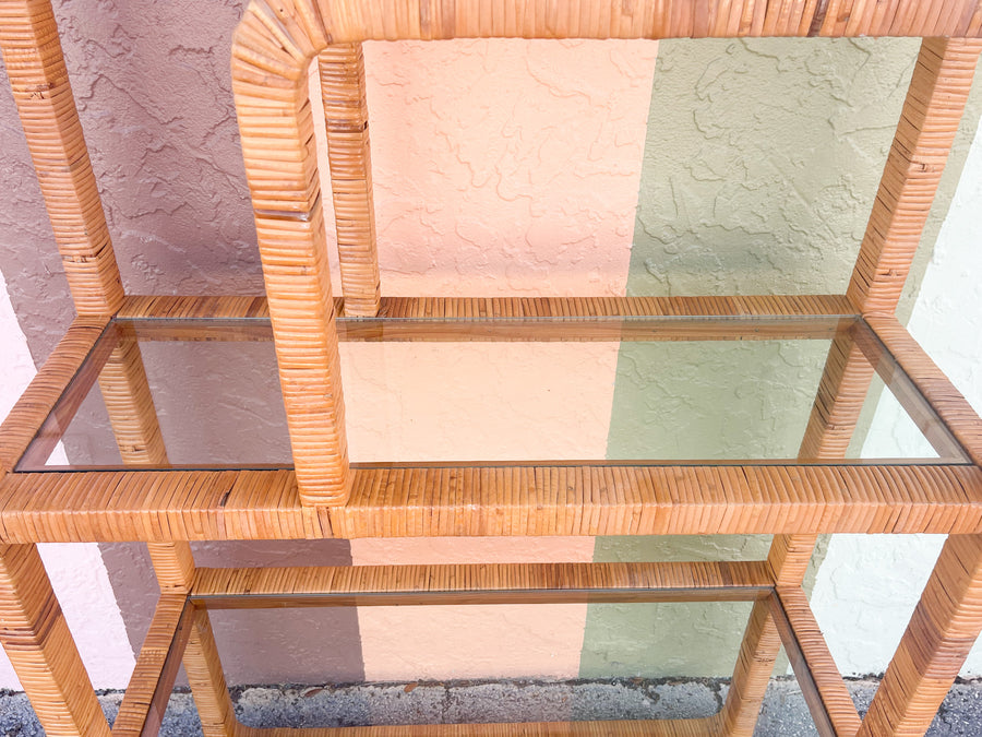 Coastal Chic Rattan Wrapped Etagere