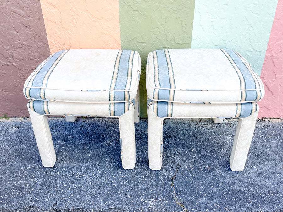 Pair of Parsons Style Upholstered Stools