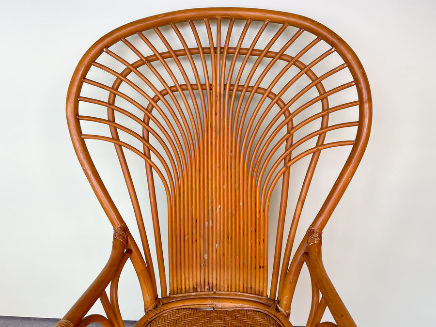 Old Florida Rattan Fan Back Chair