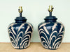 Pair of Sheaf of Wheat Navy Icing Lamps