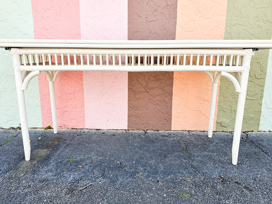 Painted Rattan Flip Top Console