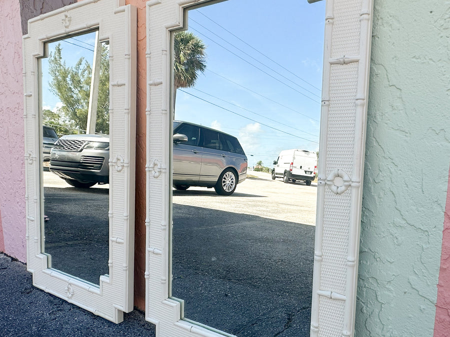 Pair of Faux Bamboo Omega Mirrors