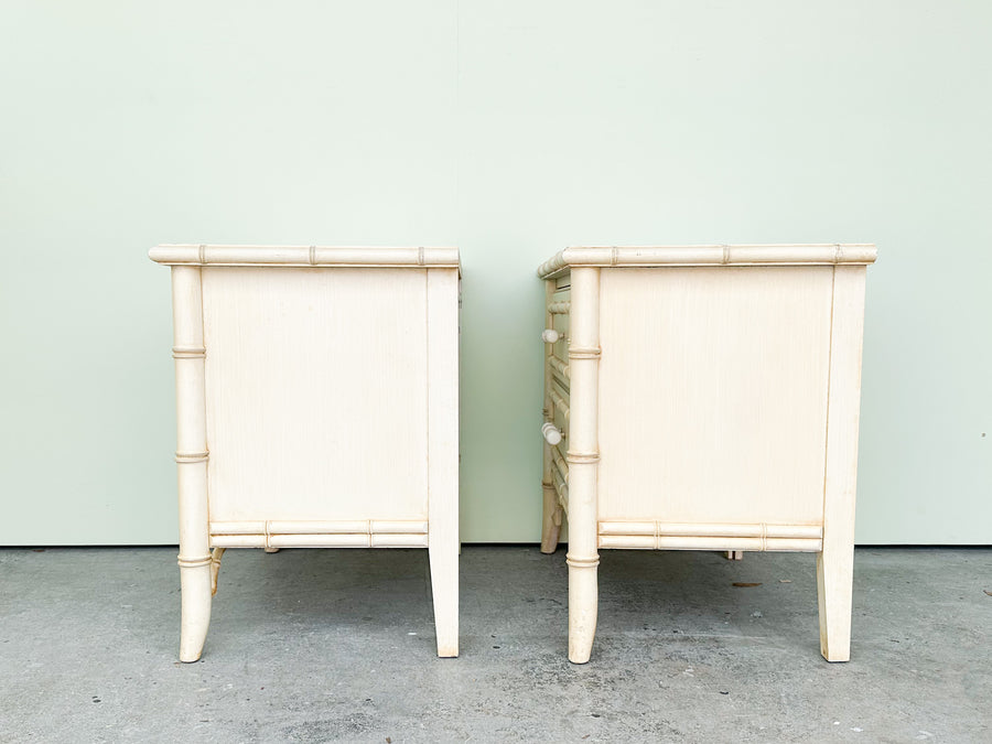 Pair of Palm Beach Chic Faux Bamboo Nightstands