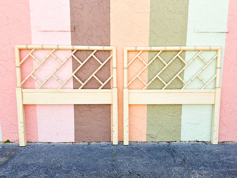 Pair of Faux Bamboo Chippendale Twin Headboards