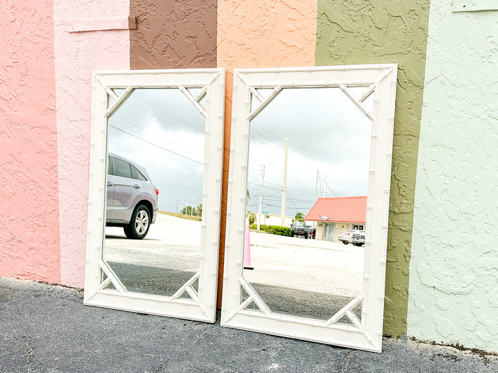 Pair of Faux Bamboo Cut Out Mirrors