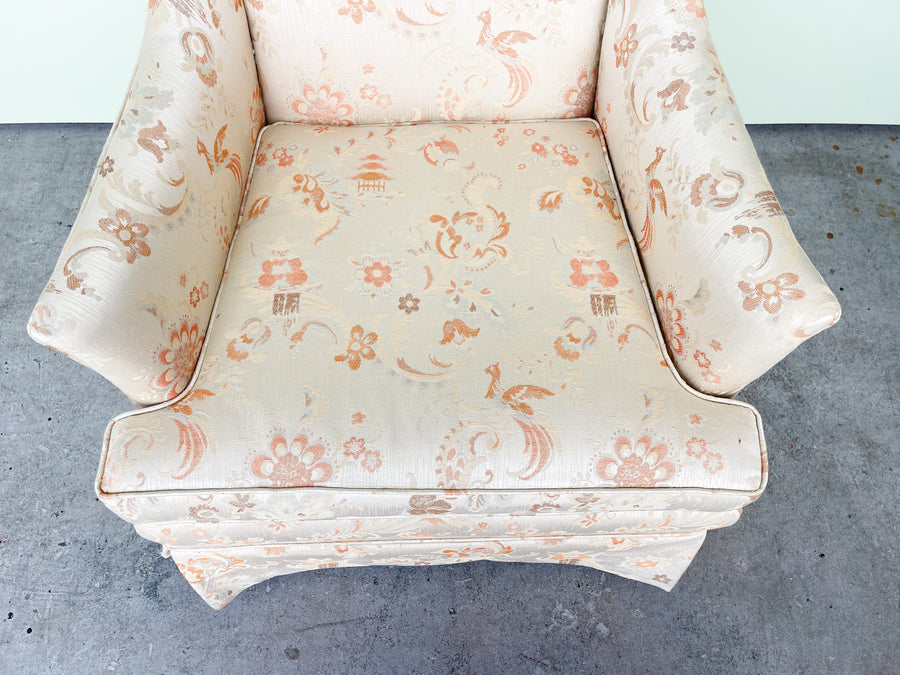 Palm Beach Chic Upholstered Pagoda Arm Chair