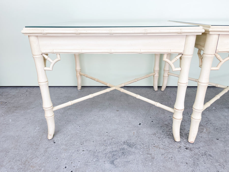 Pair of Faux Bamboo Chippendale Side Tables
