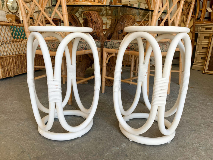 Pair of Ficks Reed Round End Tables