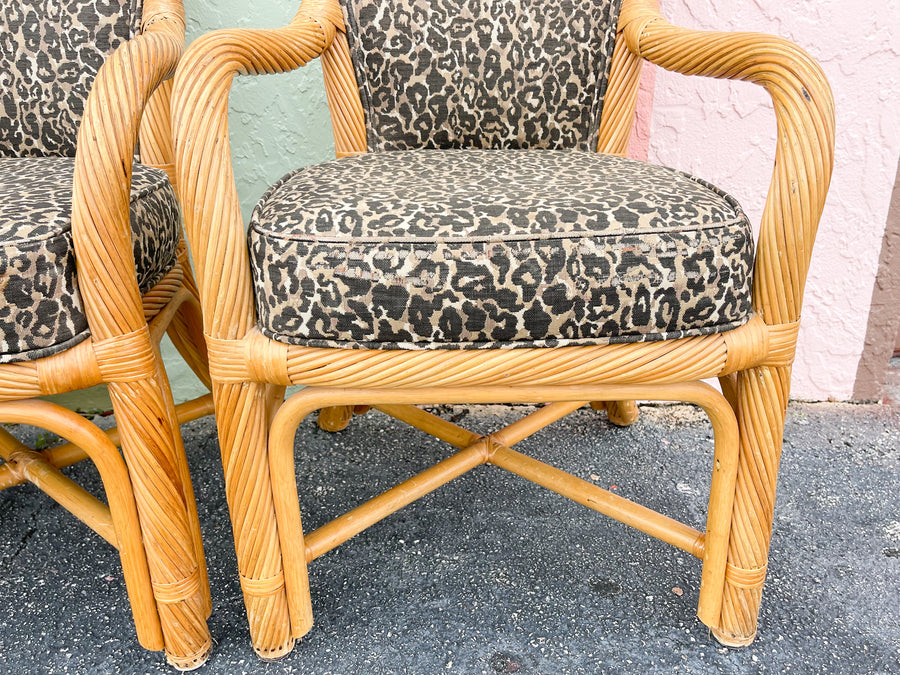 Pair of Fierce Twisted Rattan Arm Chairs