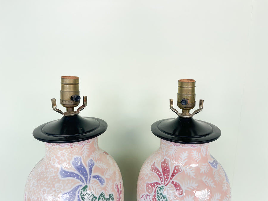 Pair of Tropical Ceramic Lamps