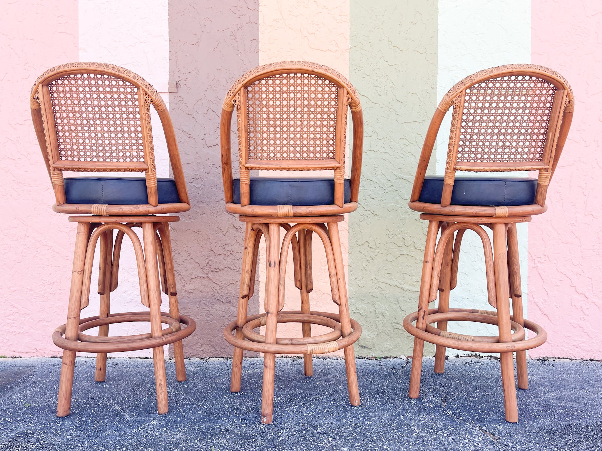 Rattan cane bar discount stools