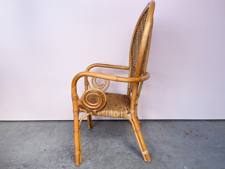 Pair of Rattan Balloon Back Chairs