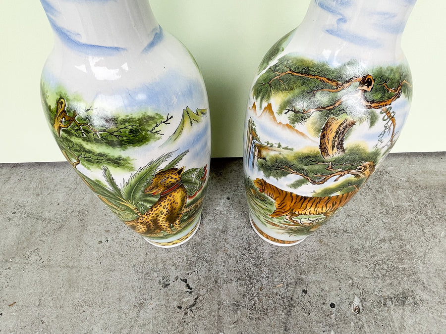Pair of Large Safari Vases