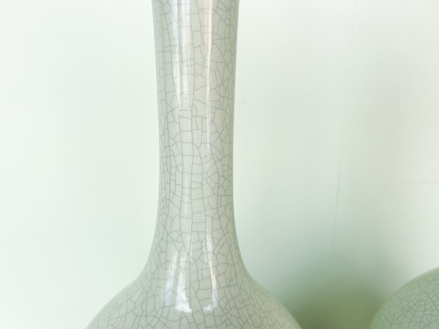 Pair of Celadon Crackle Lamps