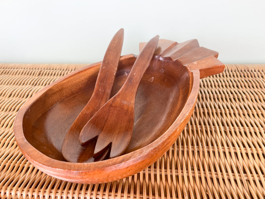 Monkey Pod Pineapple Salad Bowl Set