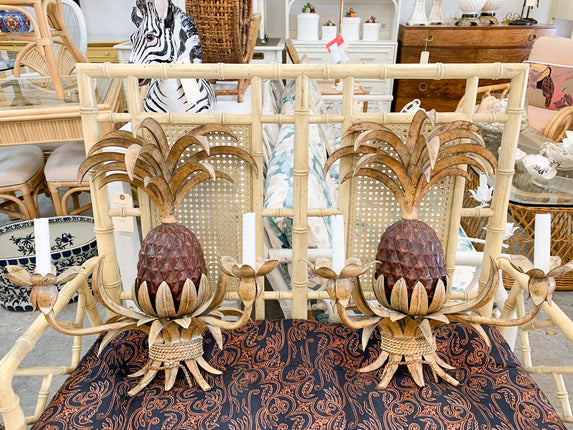 Pair of Palm Beach Pineapple Sconces