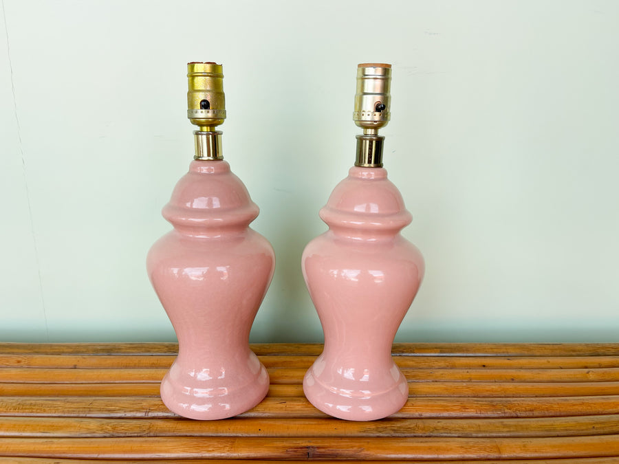Pair of Sweet Petite Pink Ginger Jar Lamps