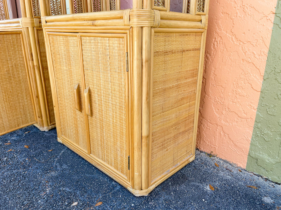 Pair of Island Chic Rattan Etageres